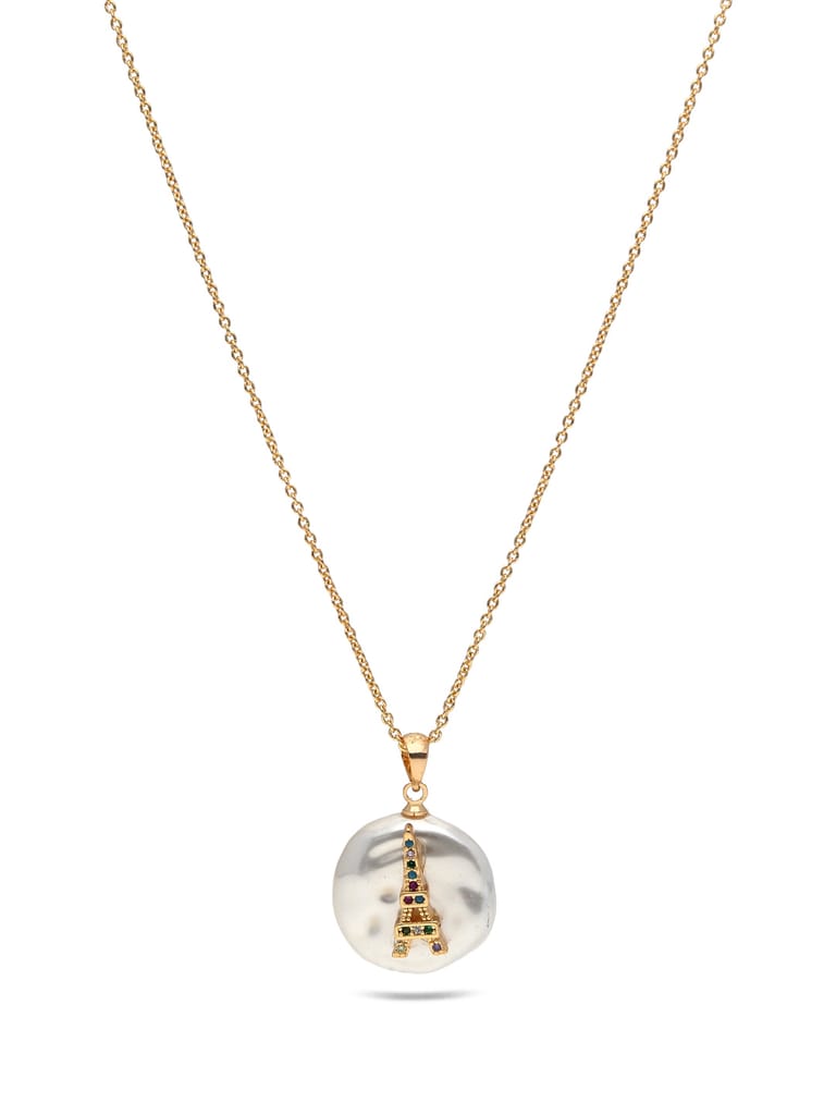AD / CZ Pendant with Chain in Gold finish - CNB27862