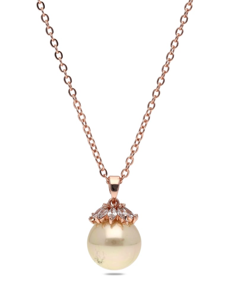 AD / CZ Pendant with Chain in Rose Gold finish - CNB27799