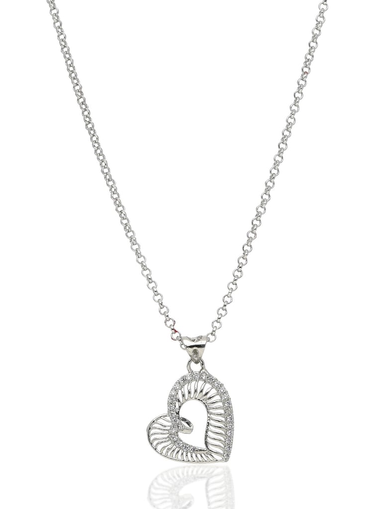 AD / CZ Heart Shape Pendant with Chain - PPP83