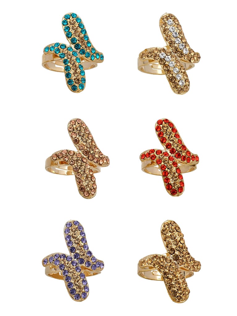 Fancy Finger Ring in Assorted color and Gold finish - CNB5417