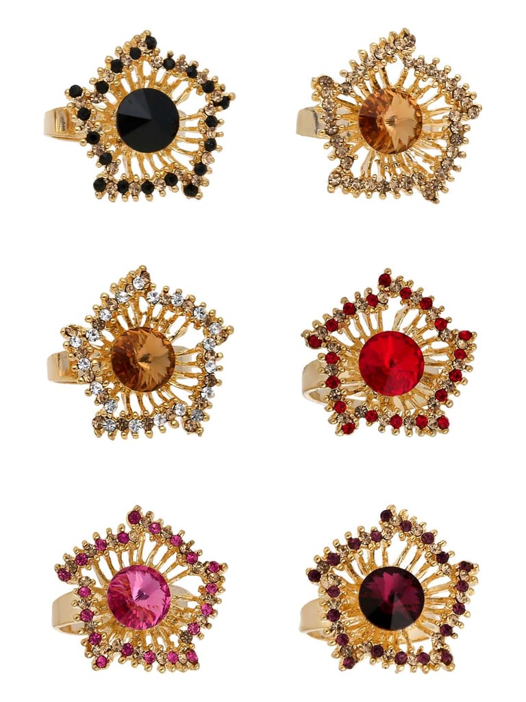 Fancy Finger Ring in Assorted color and Gold finish - CNB5494