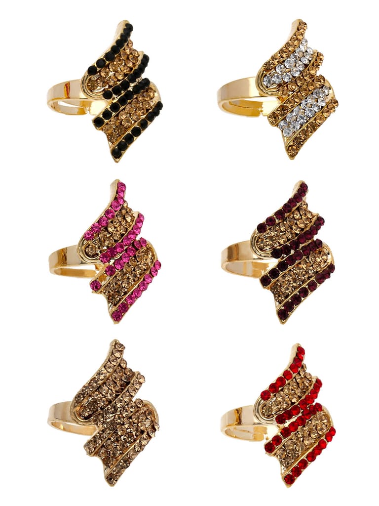 Fancy Finger Ring in Assorted color and Gold finish - CNB5408