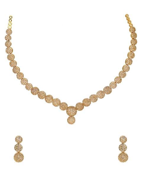 AD / CZ Necklace Set in Gold Finish - CNB1234