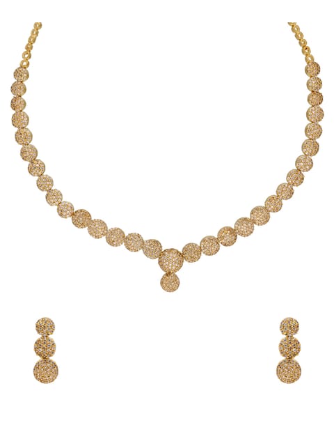 AD / CZ Necklace Set in Gold finish - CNB1235