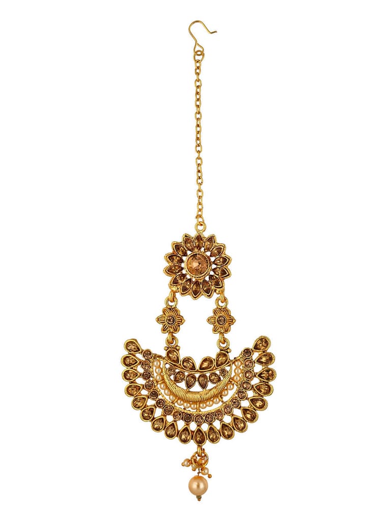 Traditional Maang Tikka in Oxidised Gold finish - CNB6299