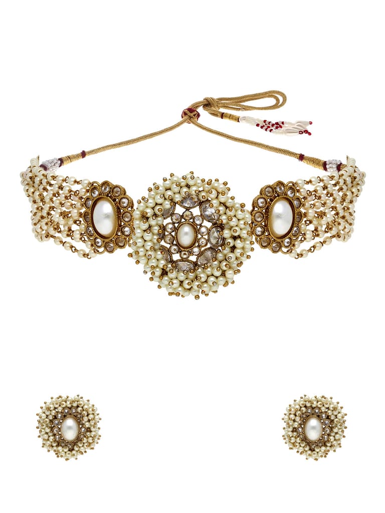 Reverse AD Choker Necklace Set in Gold finish - MT298