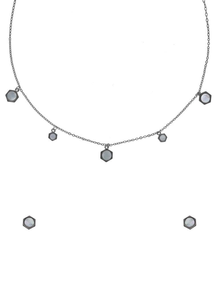 Western Necklace Set in Black Rhodium finish with MOP - CNB29961