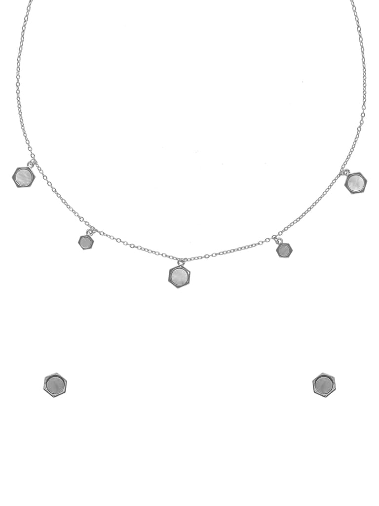 Western Necklace Set in Rhodium finish with MOP - CNB29959