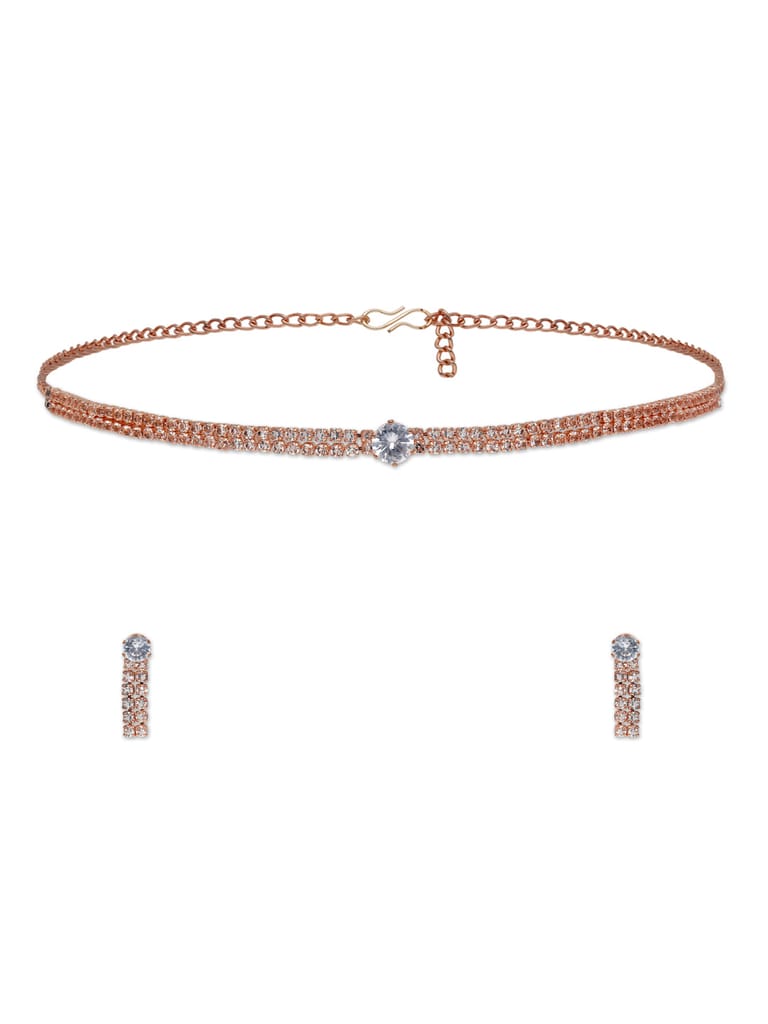 Western Choker Necklace Set in Rose Gold finish - CNB29871