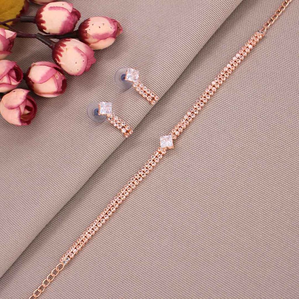 Western Choker Necklace Set in Rose Gold finish - CNB29874