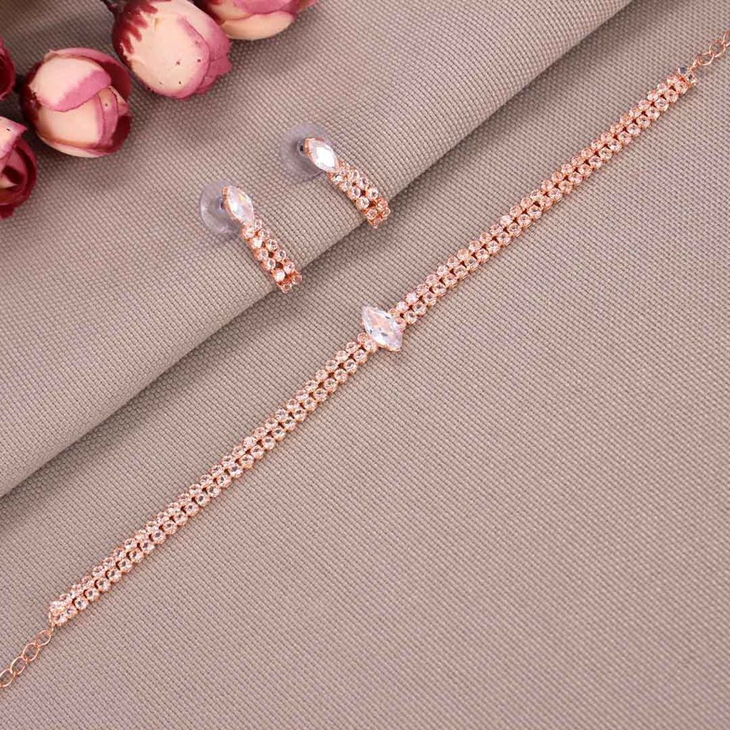 Western Choker Necklace Set in Rose Gold finish - CNB29877