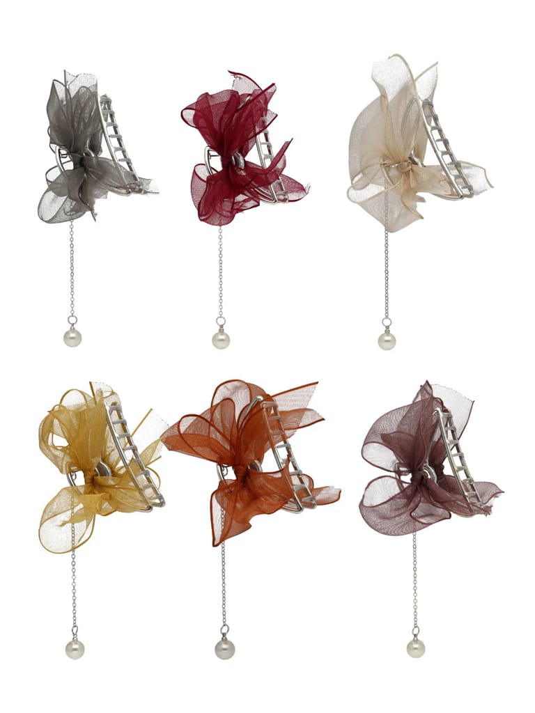 Fancy Butterfly Clip in Assorted color and Rhodium finish - CNB30396