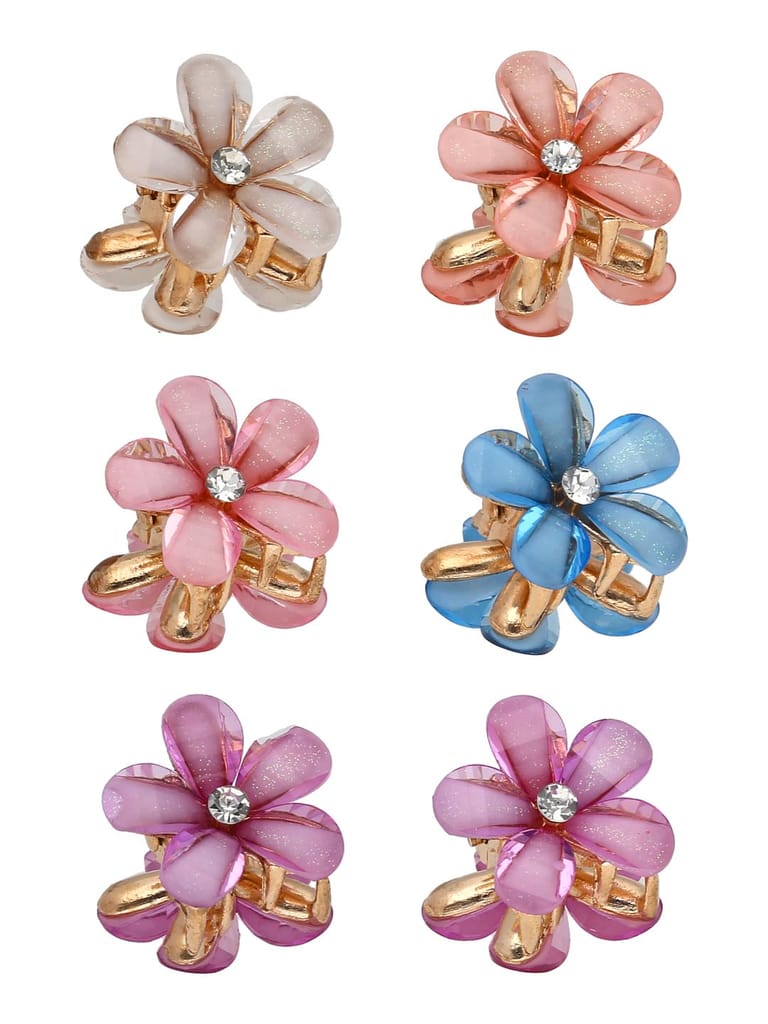 Fancy Butterfly Clip in Assorted color and Gold finish - CNB30518