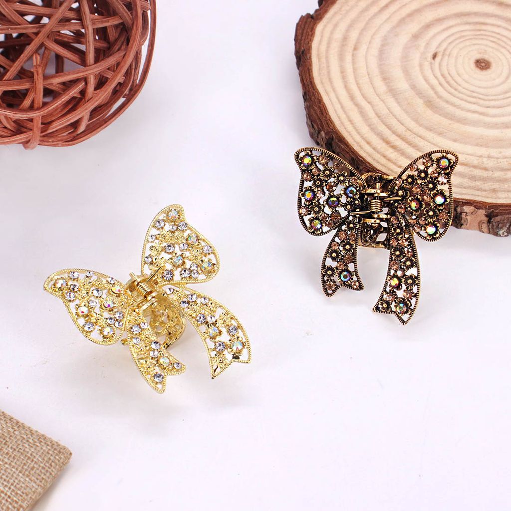 Fancy Butterfly Clip in Assorted color and Gold finish - CNB30535