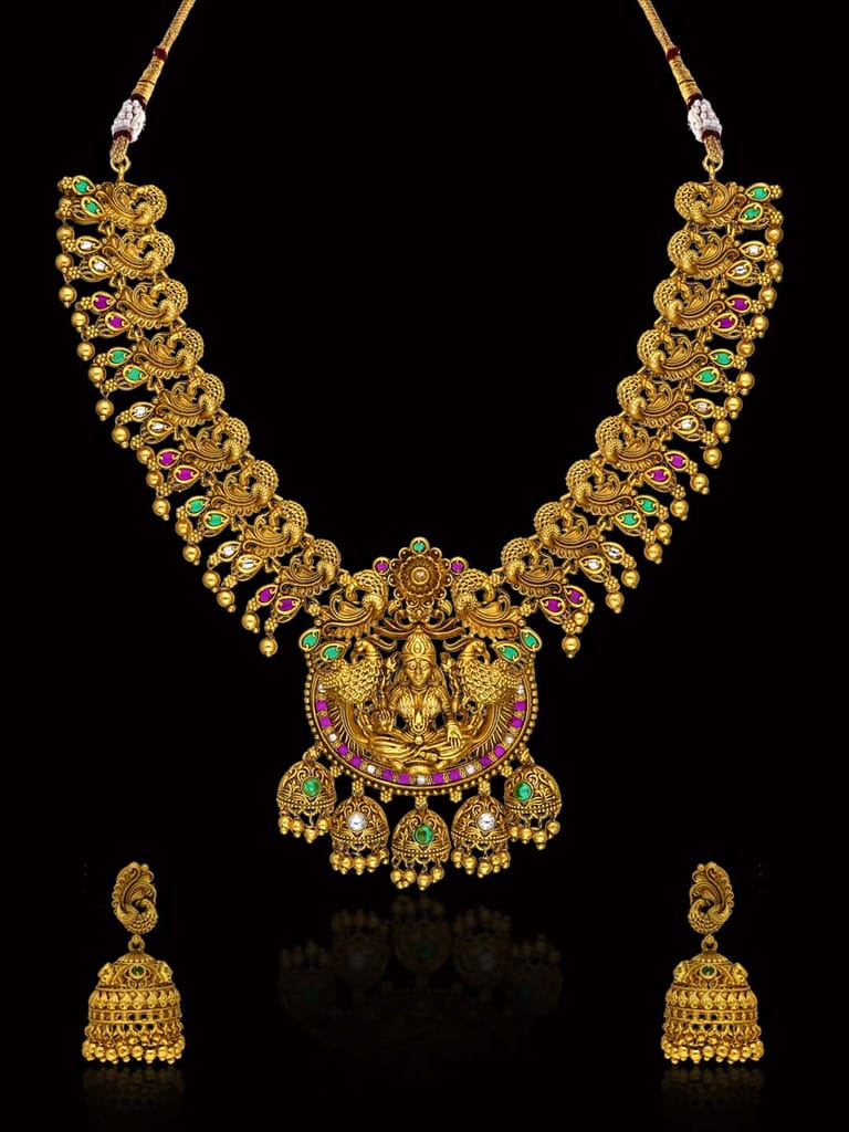 Temple Necklace Set in Rajwadi finish - RHI5699