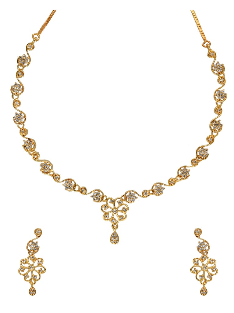 AD / CZ Necklace Set in Gold finish - CNB30598