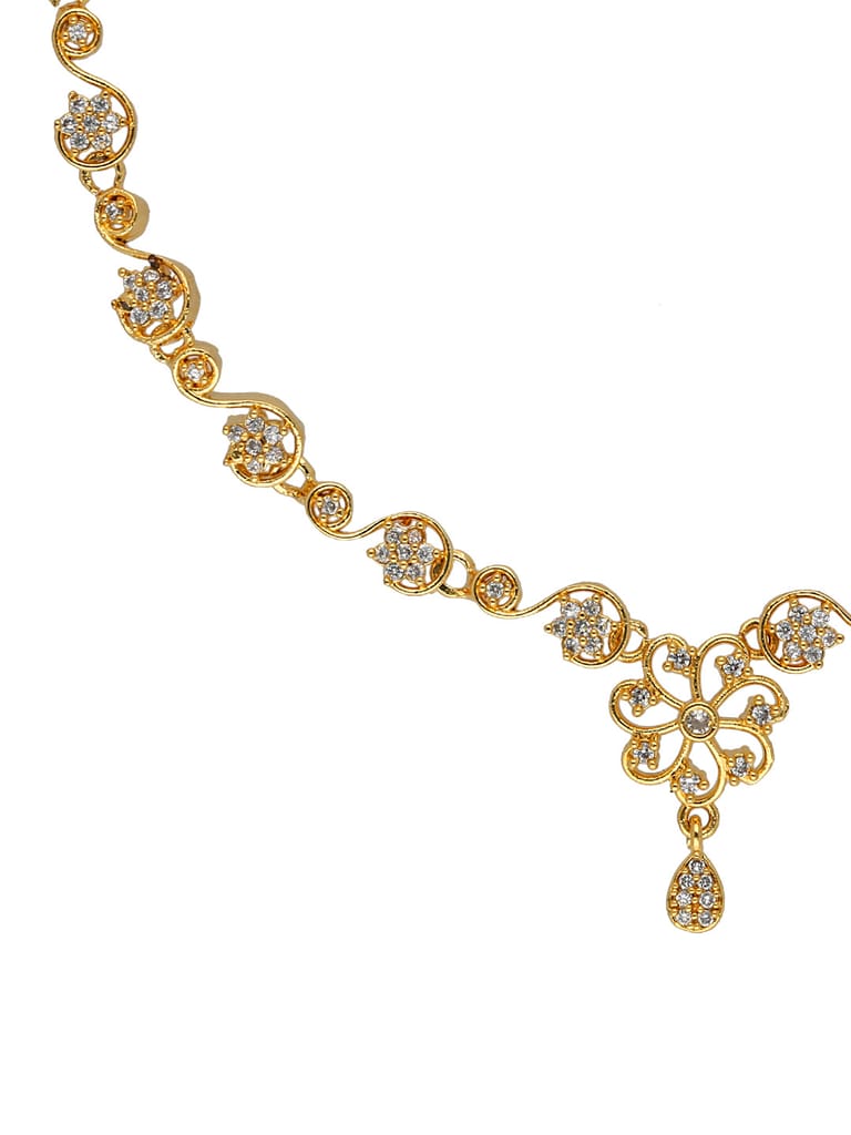 AD / CZ Necklace Set in Gold finish - CNB30598