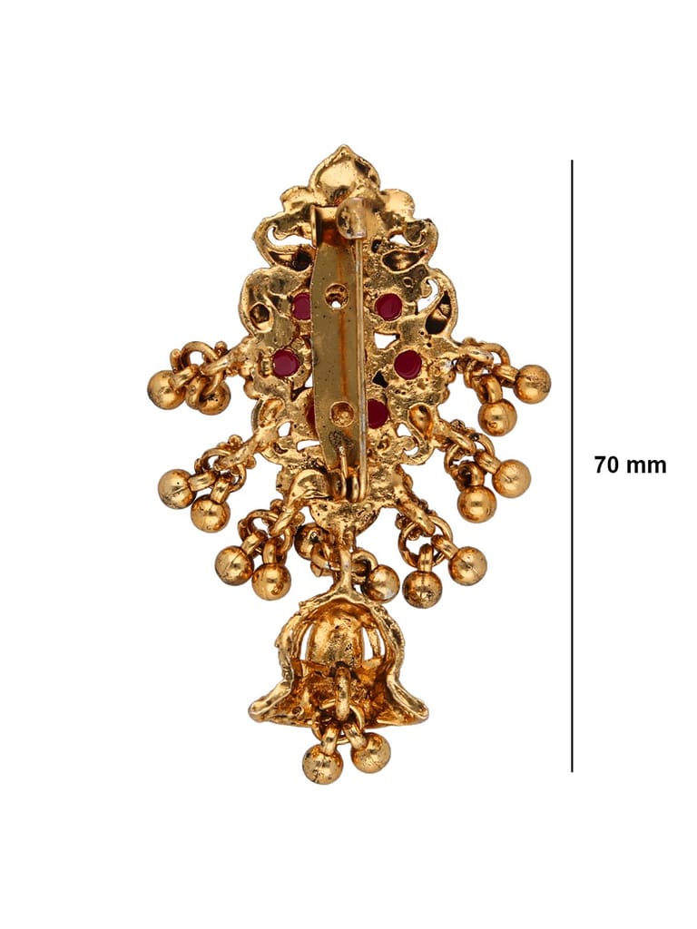 Antique Saree Pins in Oxidised Gold finish - PRI291OG