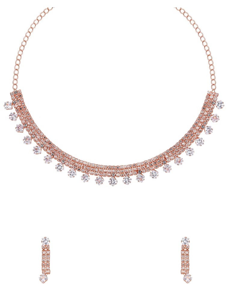 Stone Necklace Set in Rose Gold finish - CNB34828