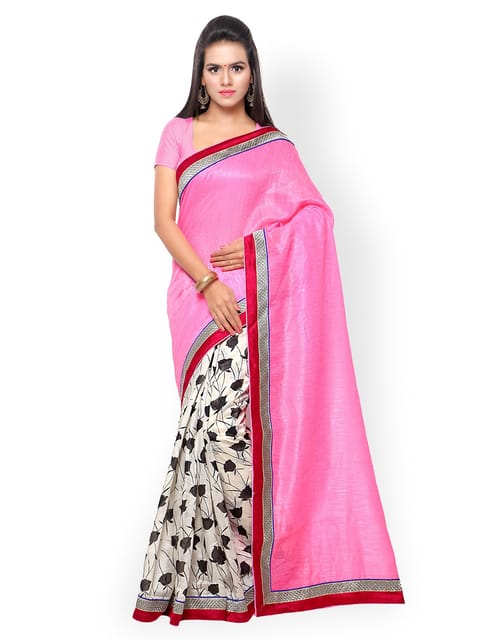 Touch Trends Pink Colour Bhagalpuri Silk Designer Saree