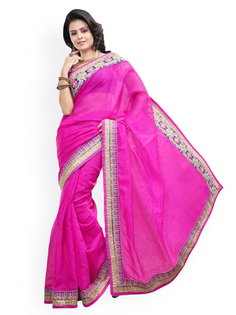 Touch Trends Pink Colour Maisure Jaquard Designer Saree