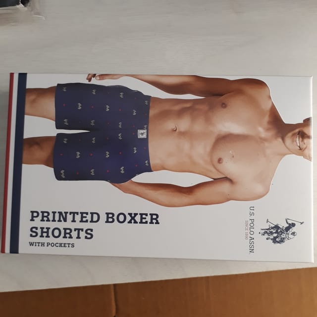 US Polo Association Men's Printed Boxers (I663-125-PR_Red_L)