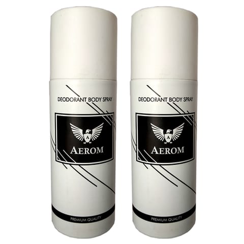 Aerom White & White Premium Quality Deodorant Body Spray For Men, 150 ml each (Pack of 2)