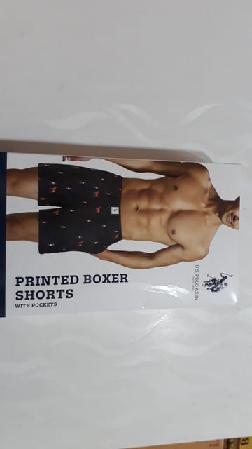 US Polo Association Men's Printed Boxers (I664-002-PR_Black_XL)