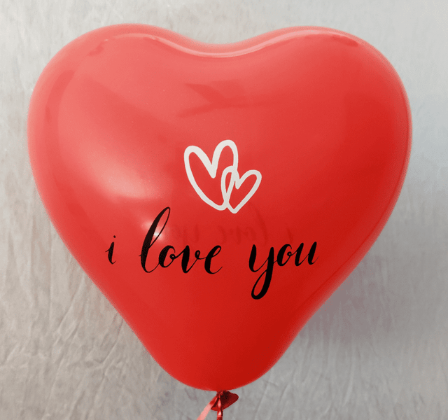 The Magic Balloons Store-I Love U Printed Red Heart Shape Latex Balloons Pack Of 30