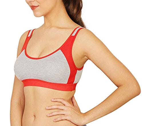 Caracal Girls Cotton Blend & Cotton Lightly Padded Non-Wired Sports Bra (Pack of 3) (CARA---SPSL--size32-P3_Multicolored_32)