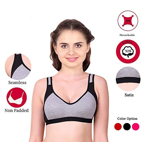 Caracal Girl's Cotton Non Padded Non-Wired Sports Bra (CARA---SPSL--size34-BlueP3_Multicolored_34)