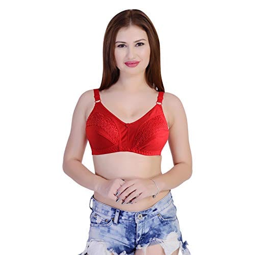 Caracal Women's Cotton Plus Size Full Coverage 3 Hook Bra - with Soft Net for Ladies/Girls/Rani Color Size_30 Combo Pack of 1