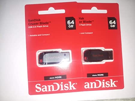 SanDisk Cruzer Blade 64GB USB 2.0 Flash Drive Pack of 2