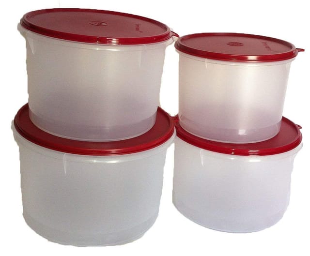Tupperware Super Plastic Airtight Storage Container - Set of 4 (1 Piece Large-5 L, 2 Piece Medium-3 L, 1 Piece Small-2.5 L)