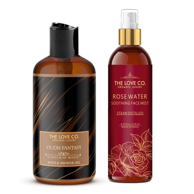 THE LOVE CO. Fantasy Oudh Shower gel For Women (Body Wash Oudh Fantasy + Rose Water) 120ml+300ml