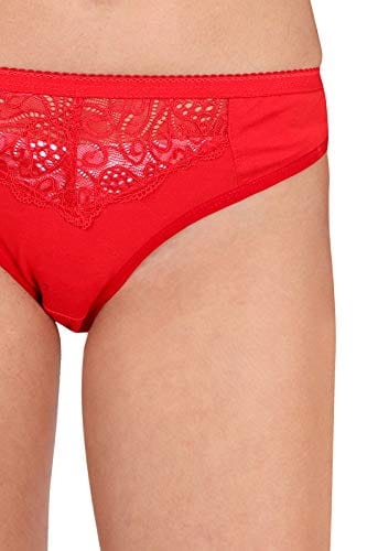 Caracal Bra & Panty Set for Women/Ladies and Girls Lingerie Set/Cotton/Non- Padded & Wireless/B Cup/Full Coverage/T-Shirt/Red (Size 36) Combo Pack of 1