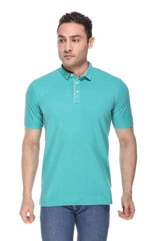 FRIENDHOOD Mens Polo T Shirt Solid Aqua Blue Color Polo Neck Half Sleeve T Shirt