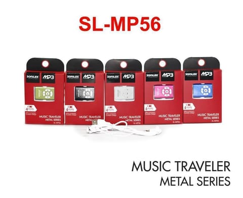 Sonilex SL-MP56 MP3 Player ultra-compact durable design metal series music traveller with hi-fi sound earphone USB charging cable/wire.