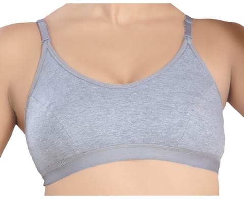 Generic Sports Bra Fixed Strap Non Padded Wire Free Full Coverage-Grey