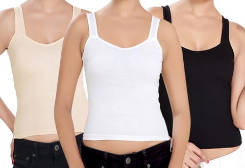 Generic Pack of 3-Women Thick Strap Super Cotton blend Slip Camisole