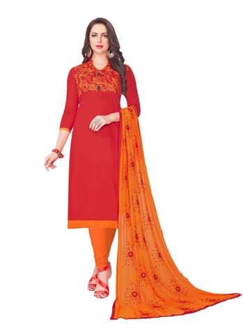 Generic Women's Glaze Cotton Salwar Material (Red, 2-2.5mtrs)