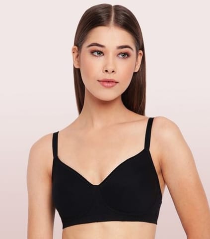Enamor Women'S Side Support Shaper Supima Cotton Everyday Brassiere (Model: A042, Color: Black, Material: Cotton)