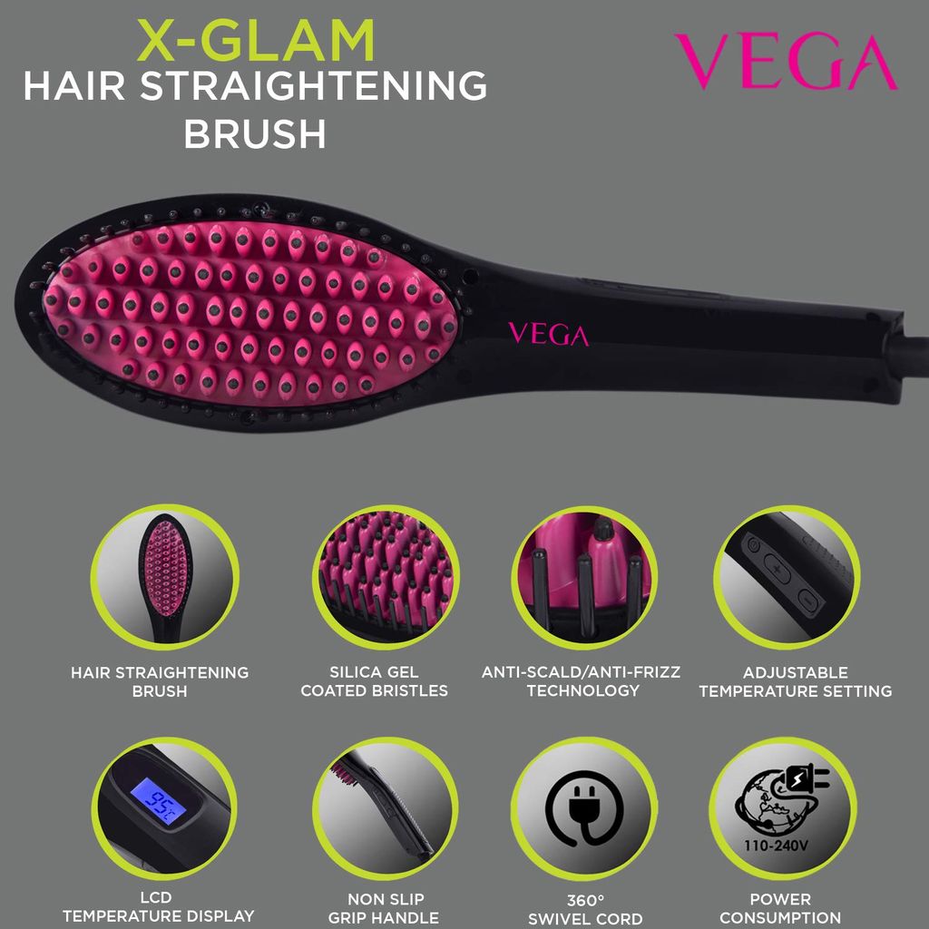 VEGA XGlam Hair Straightening Brush With AntiScald technology (VHSB