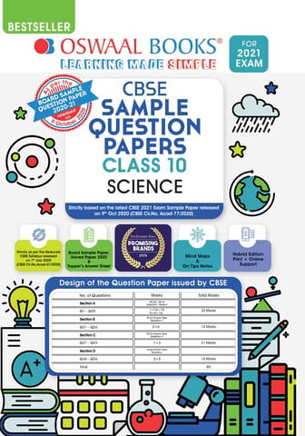 Oswaal CBSE Sample Question Paper Class 10 Science Book (Reduced Syllabus for 2021 Exam)