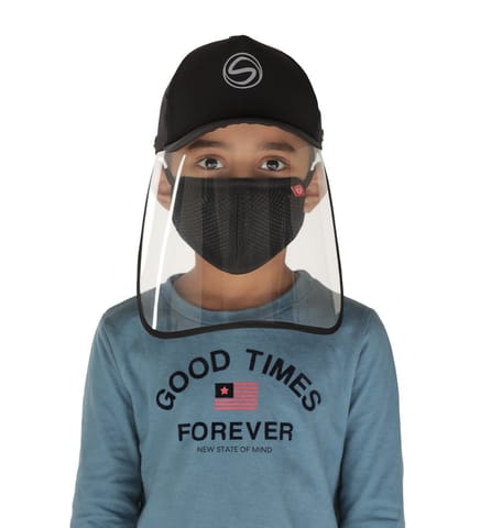 Schoolay Defenders- Sporty Detachable Cap Shield With Kids Mask