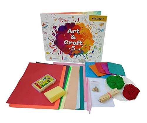 Sparklebox 6 In 1 DIY Art and Craft Fun Learning Educational Kit & Book for Kids (Grade K2) | Volume 1 | Age 5 Years and Above|Perfect Art and Craft Learning Activities | Drawing, Paining, Origami, Music and Theatre |Includes Paper Crafts, Child-Safe Scissor and Glue | Gift for Boys & Girls