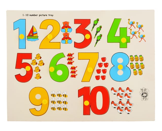 SKILLOFUN NUMBER PUZZLE WITH PICTURE (1-10) (WITH KNOBS)