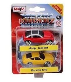 MAISTO - METAL KRUZERZ - SET OF 2 CARS (JEEP & PORSCHE)
