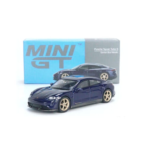 Mini GT Die Cast Porsche Taycan Turbo S Gentian Blue Metallic