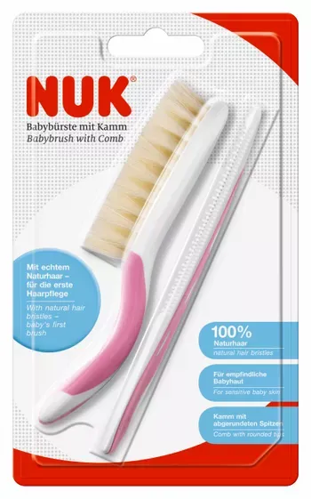 Nuk Baby Hairbrush With Comb - Pink